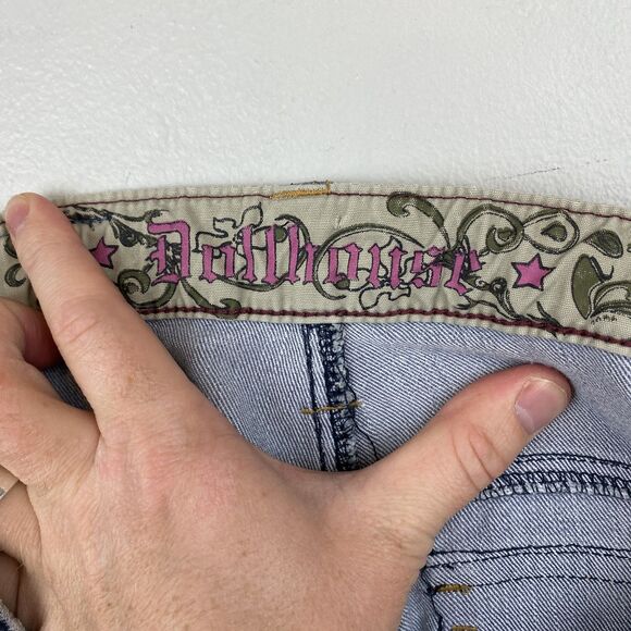 Dollhouse Jeans Womens 5 Blue Flare Bootcut Denim Stretch Y2K Button Pockets - Picture 9 of 15